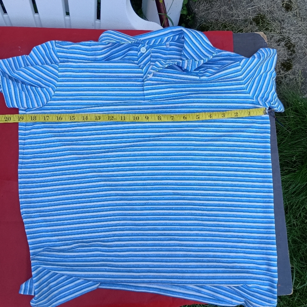 Puma Blue Polo Shirt with Classic Stripes - Picture 8 of 12